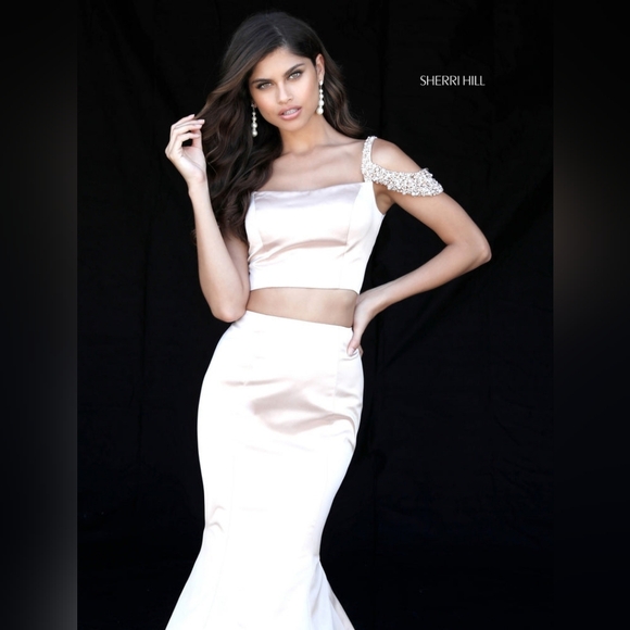 Sherri Hill Dresses & Skirts - Sherri Hill #51713 BLACK Two-Piece Fully Beaded Prom Gown, Size 0